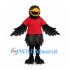 Crow Mascot Costume with Red Shirt and Black Feathers