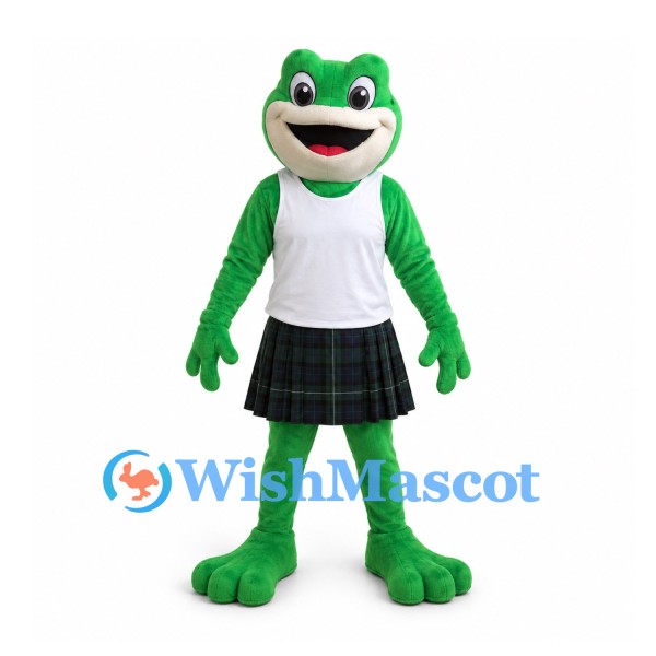 Frog Mascot Costume with White Shirt and Tartan Kilt