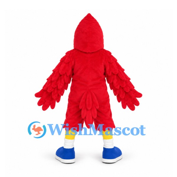 Cardinal Mascot Costume in Red with Layered Feathers