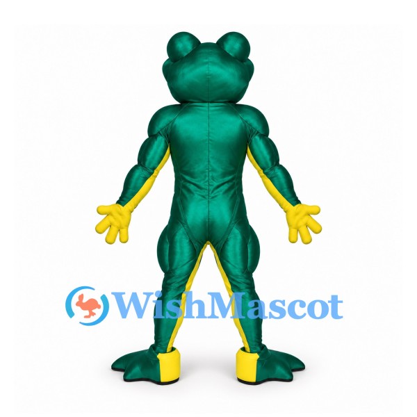 Frog Mascot Costume in Dark Green with Yellow Belly