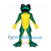 Frog Mascot Costume in Dark Green with Yellow Belly