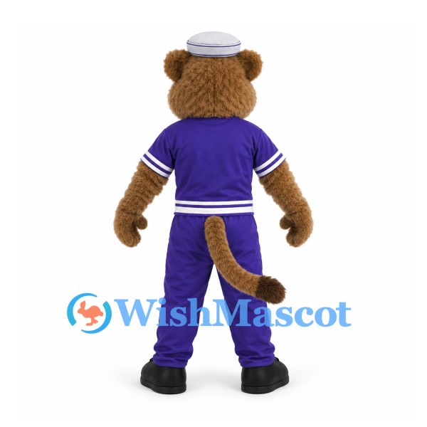 Wildcat Mascot Costume with Purple Sailor Outfit