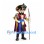 Pirate Mascot Costume with Burgundy Coat and Feathered Hat