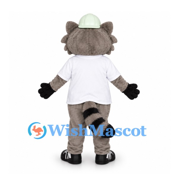 Raccoon Mascot Costume with White Shirt and Small Hat