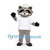 Raccoon Mascot Costume with White Shirt and Small Hat