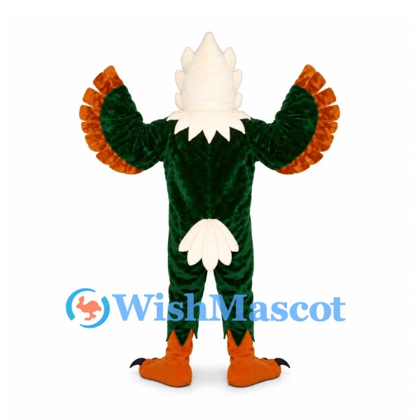 Bald Eagle Mascot Costume with Dark Green Wings and White Head