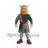 Viking Mascot Costume with Horned Helmet and Green Tunic