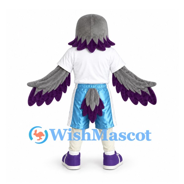 Eagle Mascot Costume with White Shirt and Blue Shorts