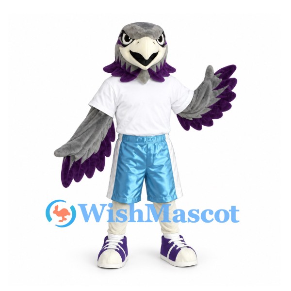 Eagle Mascot Costume with White Shirt and Blue Shorts