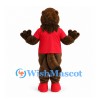 Bear Mascot Costume in Brown with Red Shirt