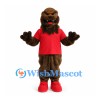 Bear Mascot Costume in Brown with Red Shirt