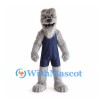 Monster Mascot Costume in Gray with Navy Sports Uniform