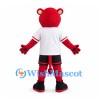 Lioness Mascot Costume in Red with White Sports Jersey