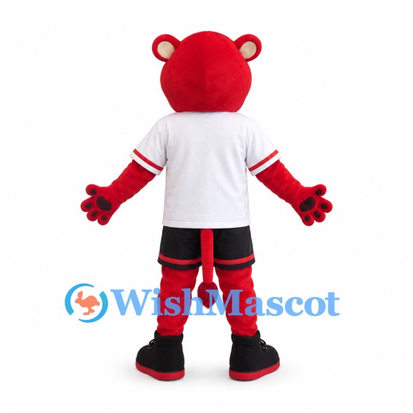 Lioness Mascot Costume in Red with White Sports Jersey