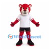 Lioness Mascot Costume in Red with White Sports Jersey