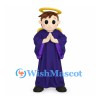 Angel Mascot Costume with Purple Robe and Yellow Halo