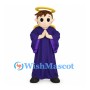 Angel Mascot Costume with Purple Robe and Yellow Halo