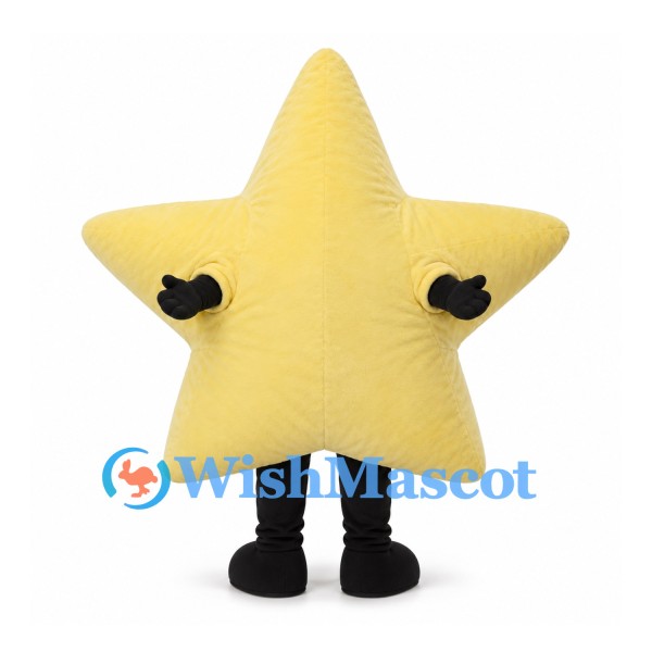 Star Mascot Costume in Yellow with Smiling Face