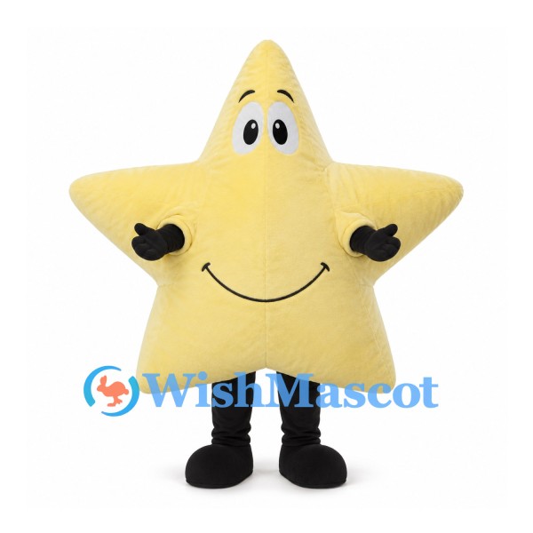 Star Mascot Costume in Yellow with Smiling Face