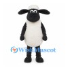 Sheep Mascot Costume with Black Face and White Fleece