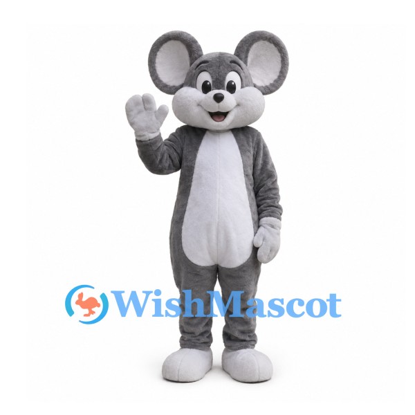 Mouse Mascot Costume in Gray with White Belly