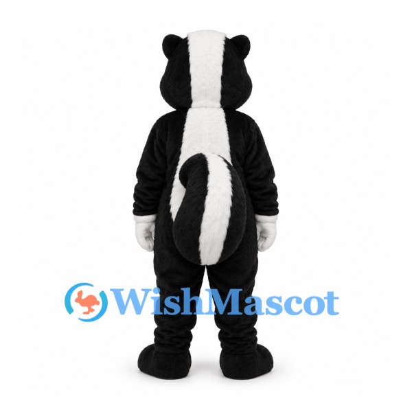 Skunk Mascot Costume in Black with White Back Stripe
