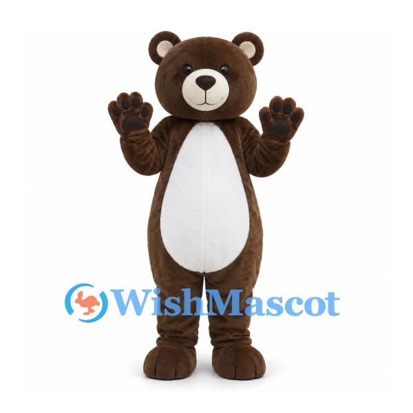 Bear Mascot Costume in Brown with White Belly