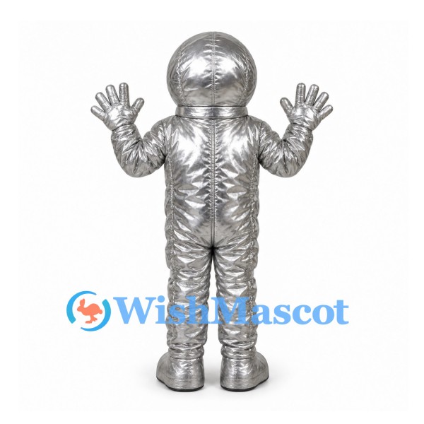 Astronaut Mascot Costume in Silver with Round Helmet