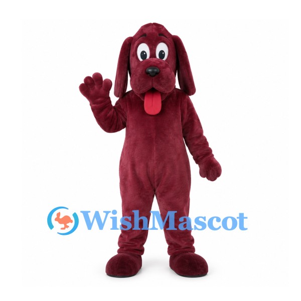 Dog Mascot Costume in Burgundy with Long Floppy Ears