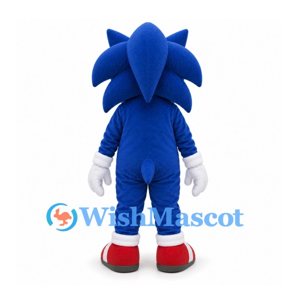 Hedgehog Mascot Costume in Blue with White Gloves and Red Shoes