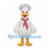 Duck Chef Mascot Costume with White Hat and Red Checked Scarf