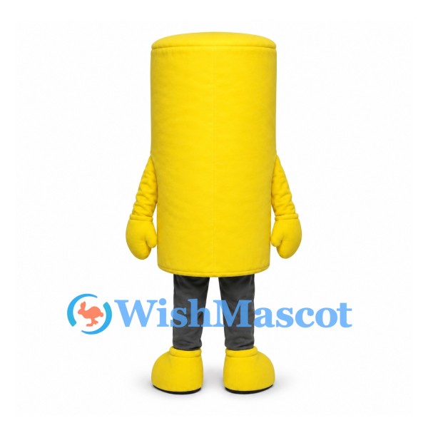 Cylinder Mascot Costume in Yellow with Black Circular Window