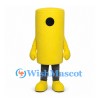 Cylinder Mascot Costume in Yellow with Black Circular Window