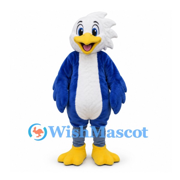 Bald Eagle Mascot Costume in Blue with White Head