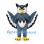 Owl Mascot Costume in Blue Gray with Layered Wings