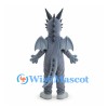 Dragon Mascot Costume in Gray with Horns and Wings
