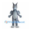 Dragon Mascot Costume in Gray with Horns and Wings
