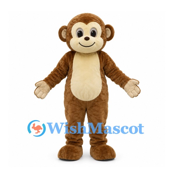 Monkey Mascot Costume in Brown with Cream Face and Belly