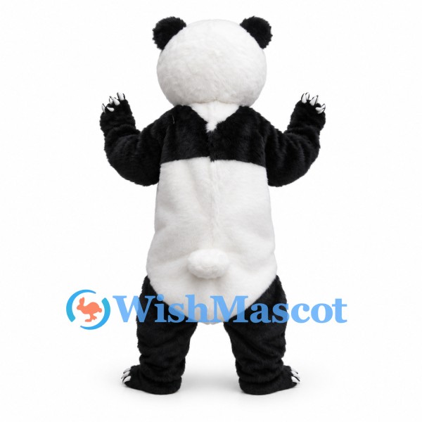 Panda Mascot Costume in Black and White with Rounded Belly