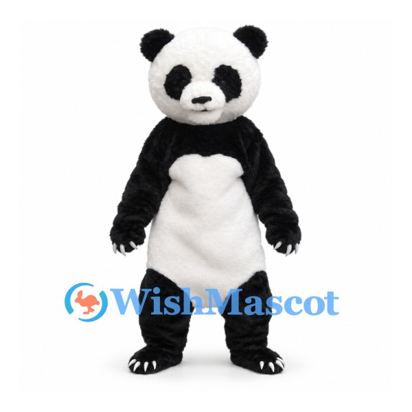 Panda Mascot Costume in Black and White with Rounded Belly