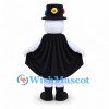 Clown Mascot Costume in White with Flower Buttons and Black Cape