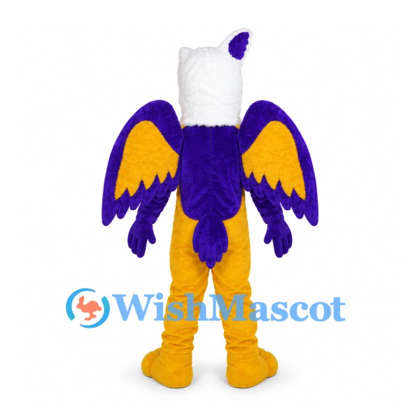 Griffin Mascot Costume with Purple Wings and Yellow Legs