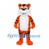 Tiger Mascot Costume in Orange with Black Stripes and White Belly