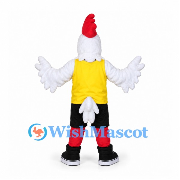 Rooster Mascot Costume with Yellow Shirt and Sunglasses