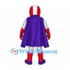 Superhero Mascot Costume with Red Helmet and Purple Cape
