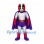 Superhero Mascot Costume with Red Helmet and Purple Cape
