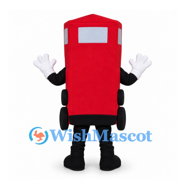 Truck Mascot Costume in Red with Smiling Face