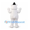 Polar Bear Mascot Costume with Black Hat and Neck Tie