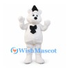 Polar Bear Mascot Costume with Black Hat and Neck Tie