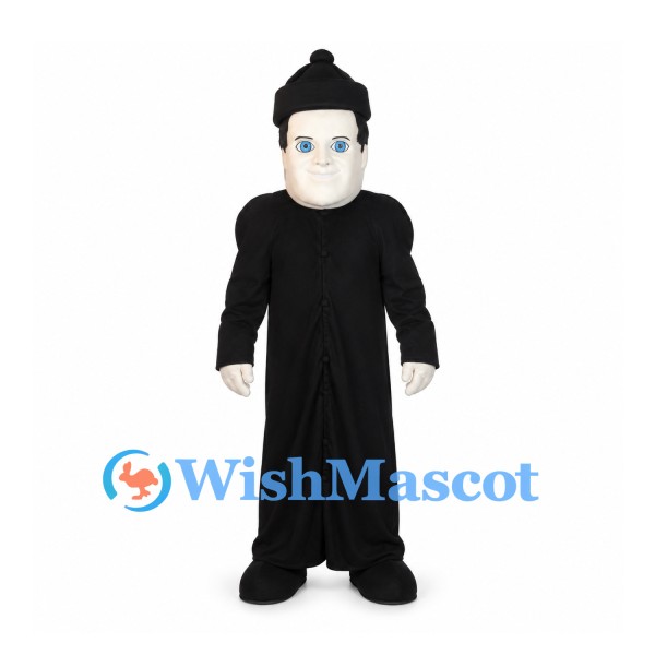 Man Mascot Costume with Black Robe and Tall Cap